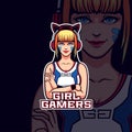 Illustration of Girl Gamers Mascot Template